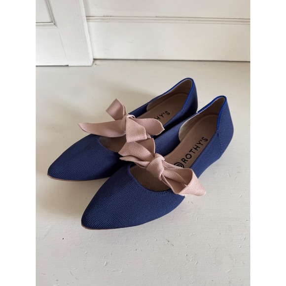 Rothy's Shoes - Rothy's The Point Mary Jane sapphire blue & pink bow flats size 10